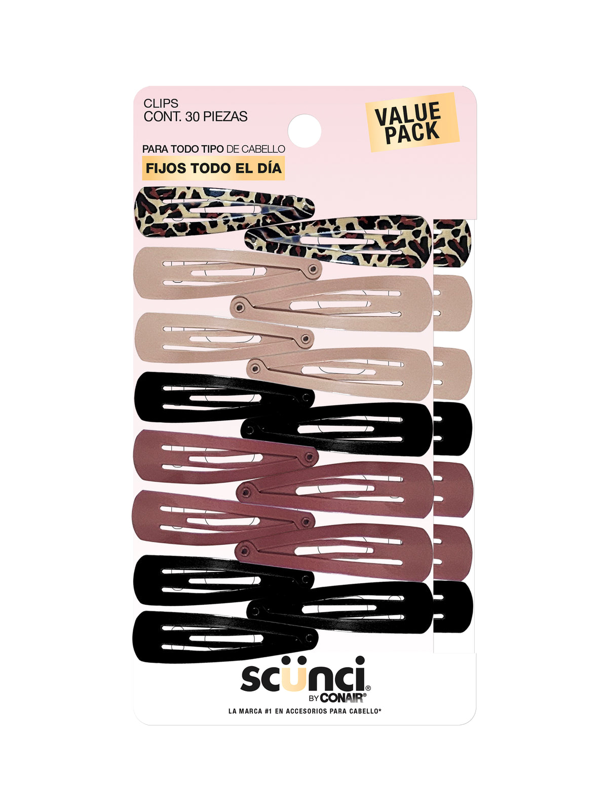CLIPS PARA EL CABELLO ALL DAY HOLD 30 PZAS - SCUNCI