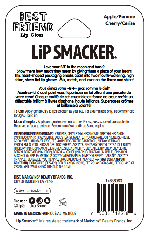 BEST FRIEND LIP GLOSS CHERRY AND APPLE - OUTLET LIP SMACKER