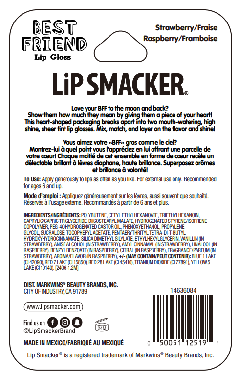 BEST FRIEND LIP GLOSS STRAWBERRY AND RASPBERRY - OUTLET LIP SMACKER