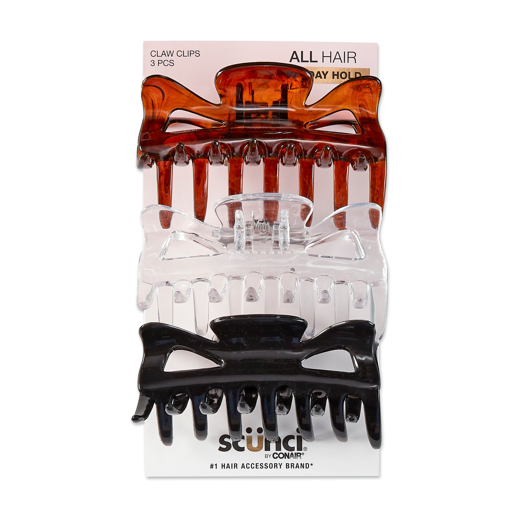 PINZAS GRANDES PARA CABELLO ALL DAY HOLD 3 PZAS - SCUNCI