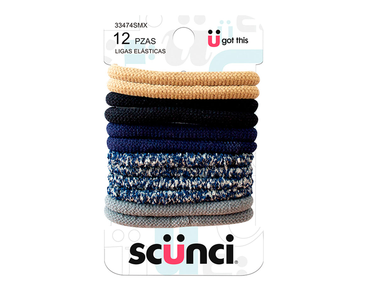 LIGAS BOUCLE MULTICOLOR 12 PZAS - SCUNCI