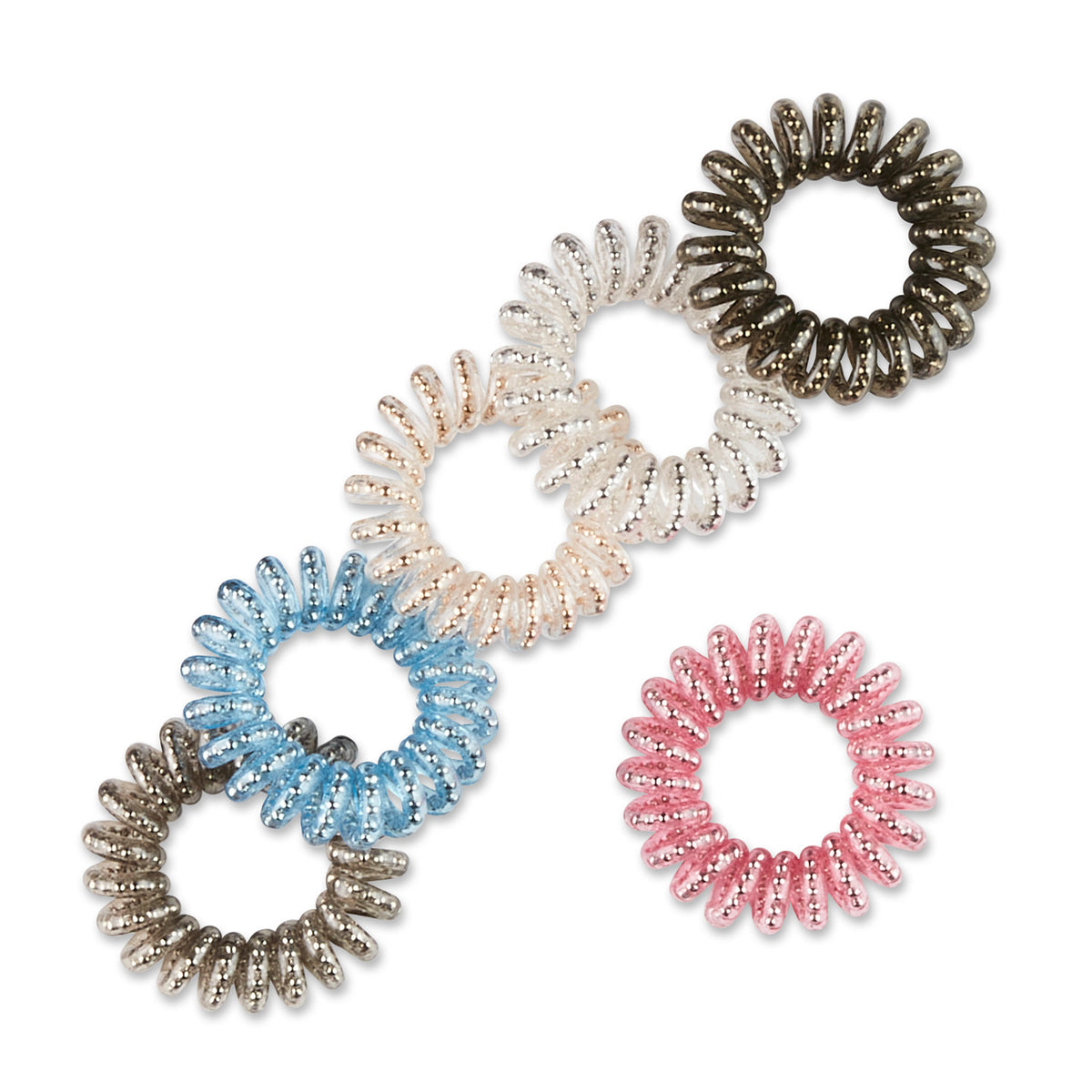 LIGAS ELASTICAS SPIRALS MULTICOLOR 6 PIEZAS - SCUNCI