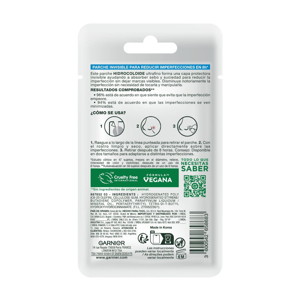 PARCHES PARA ACNÉ 8 PIEZAS - GARNIER SKIN ACTIVE