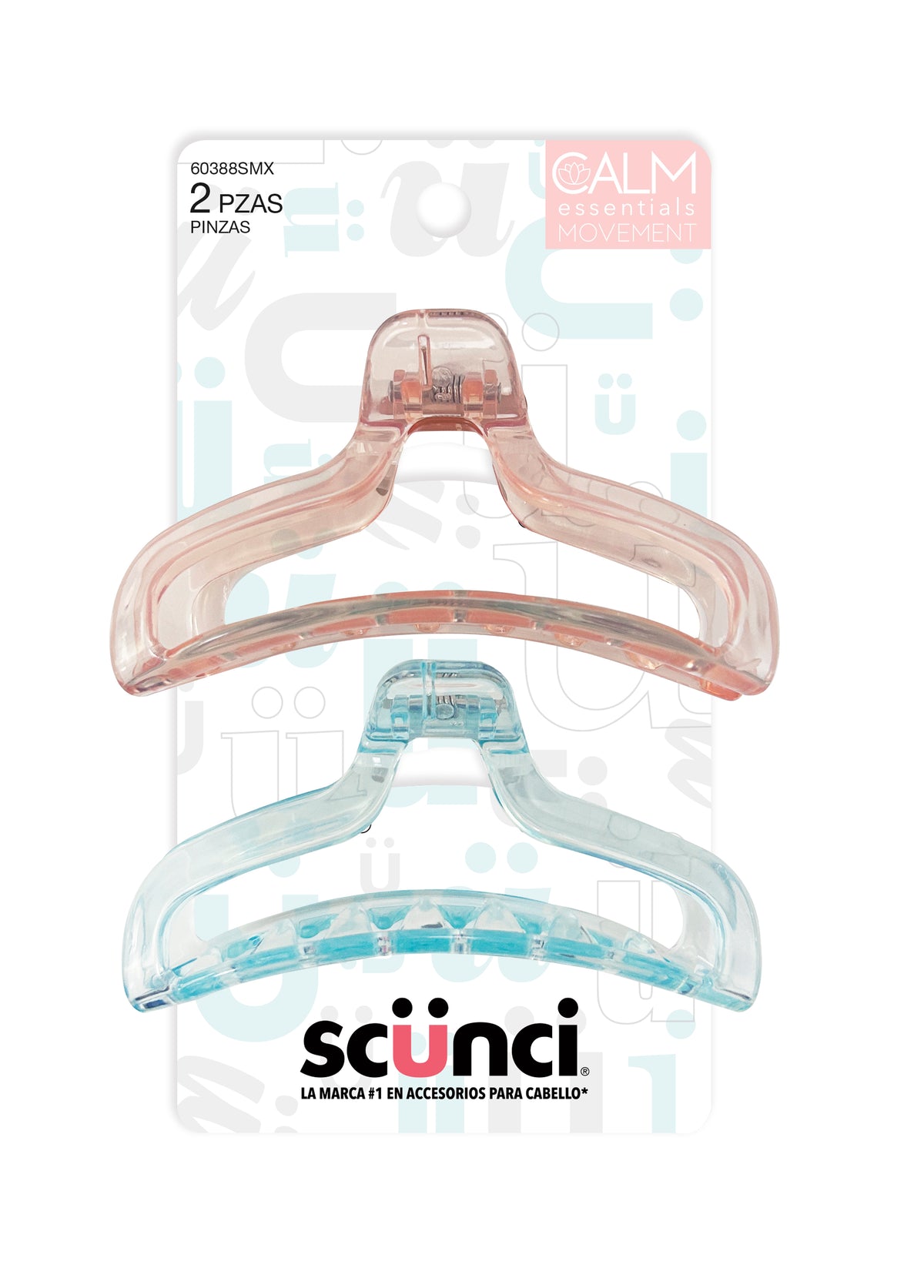 PINZAS TRANSPARENTES MULTICOLOR 2 PZAS - SCUNCI