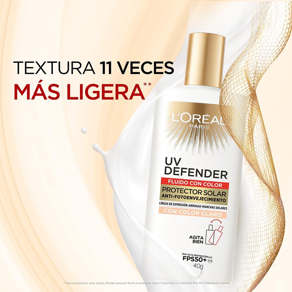 UV DEFENDER FLUIDO CON COLOR CLARO TOQUE SECO - LOREAL DERMO EXPERTISE