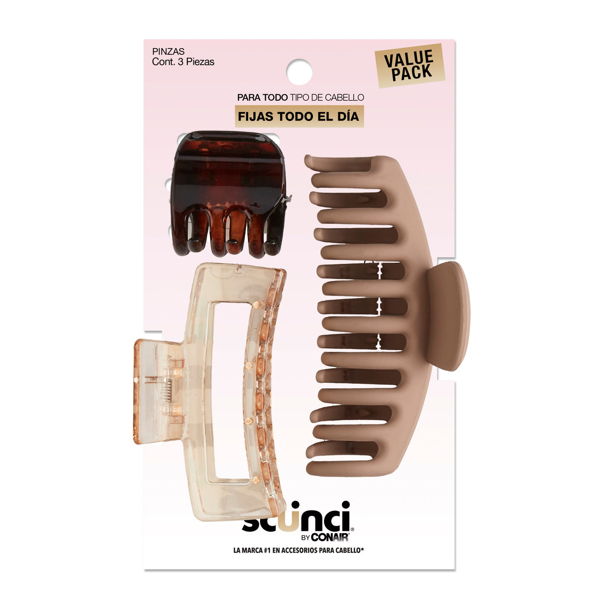 PINZAS PARA CABELLO ALL DAY HOLD 3 PZAS - SCUNCI