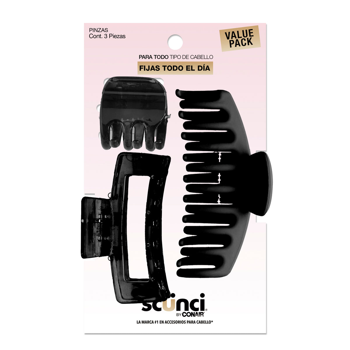 PINZAS PARA CABELLO ALL DAY HOLD 3 PZAS - SCUNCI