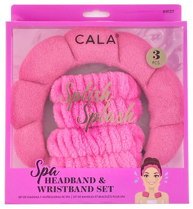 SET PARA SKINCARE DIADEMA Y MUÑEQUERAS HOT PINK - CALA