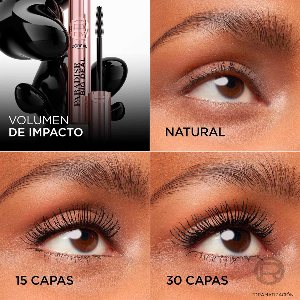 MASCARA DE PESTAÑAS PARADISE BIG DEAL BLACK WASHABLE - LOREAL PARIS