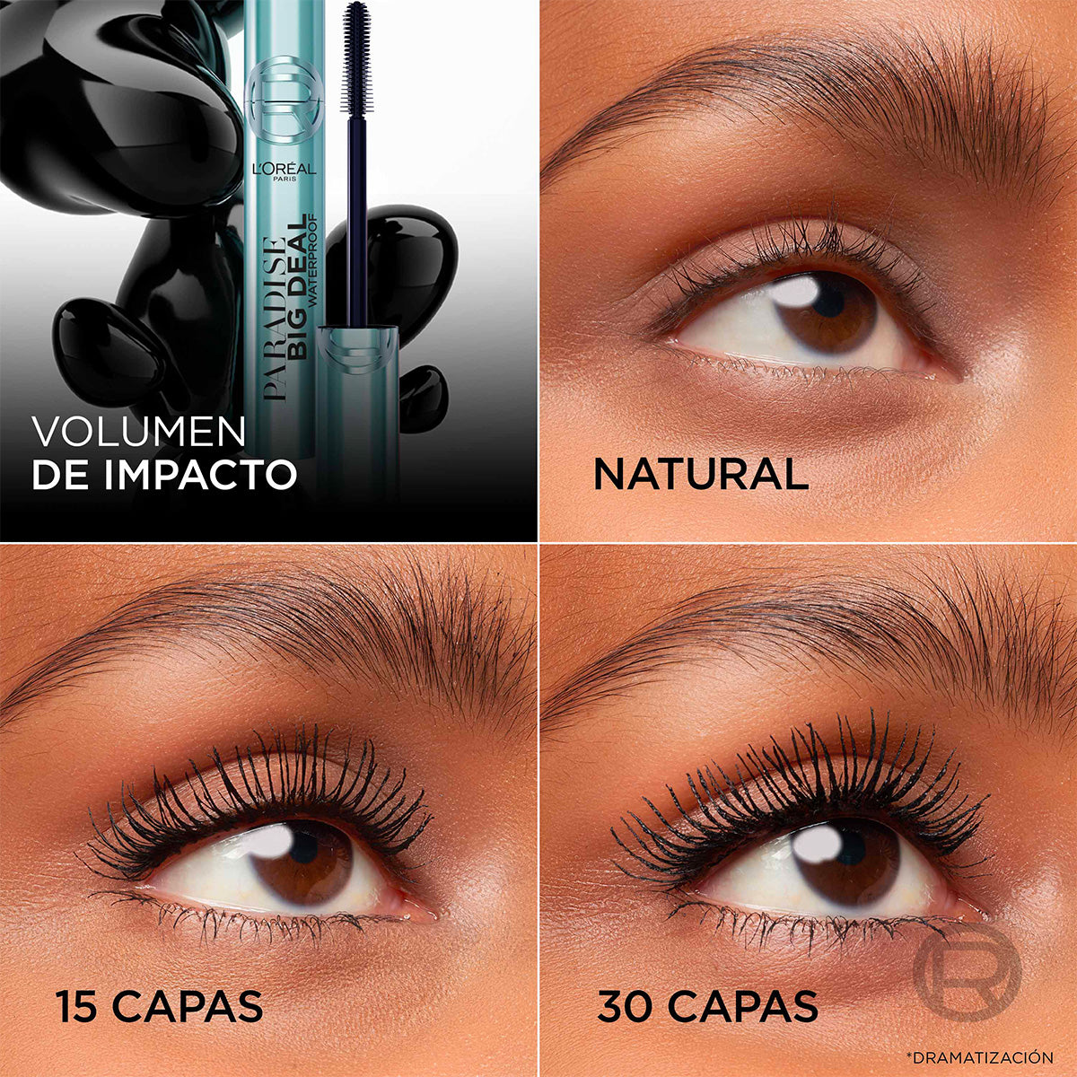 MASCARA DE PESTAÑAS PARADISE BIG DEAL BLACK WATERPROOF- LOREAL PARIS