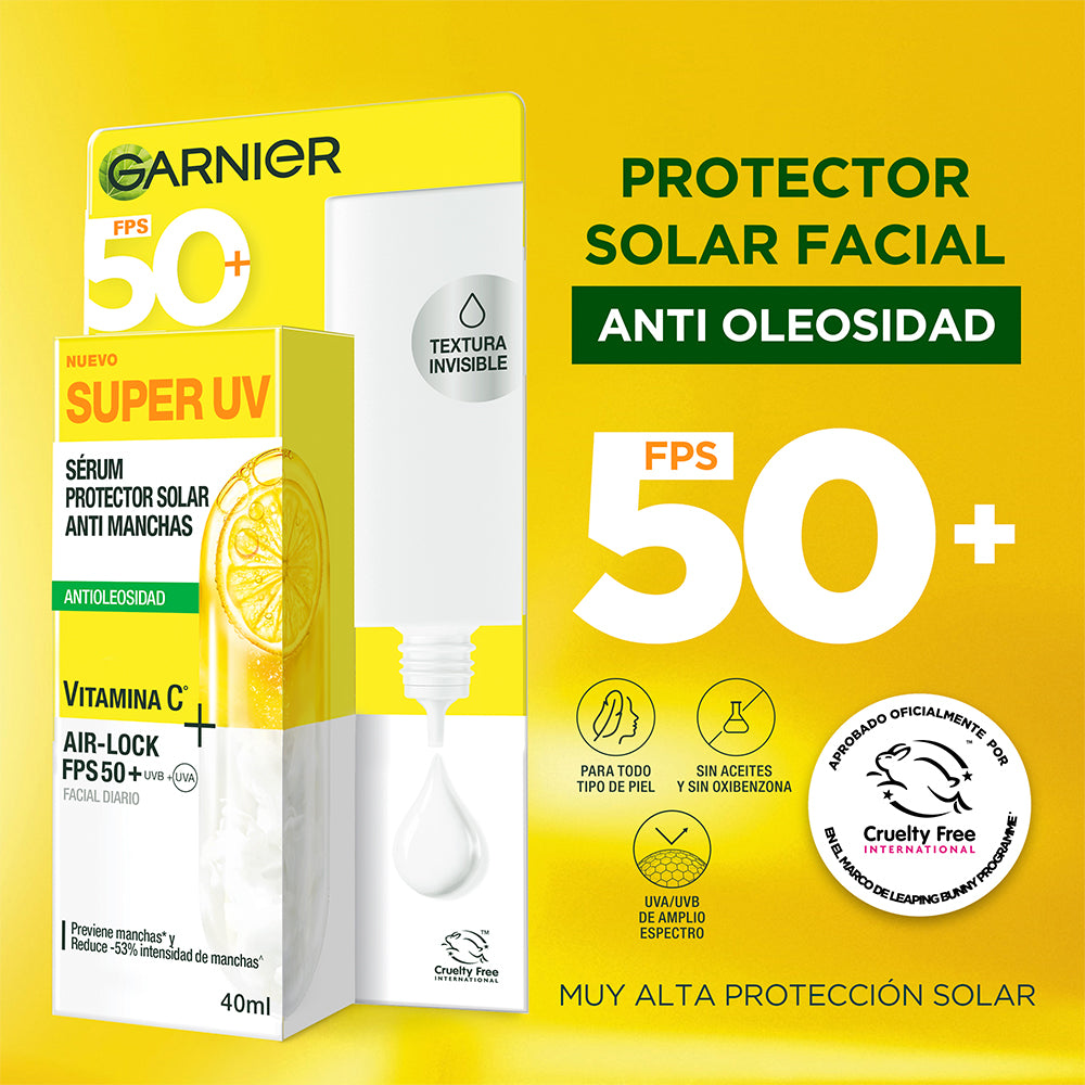 SUPER UV PROTECTOR SOLAR FACIAL FLUIDO ANTI OLEOSIDAD VITAMIN C - GARNIER SKIN ACTIVE