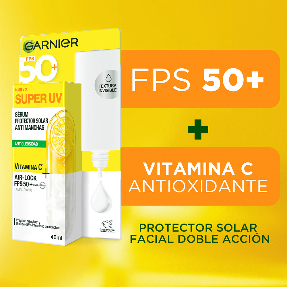 SUPER UV PROTECTOR SOLAR FACIAL FLUIDO ANTI OLEOSIDAD VITAMIN C - GARNIER SKIN ACTIVE