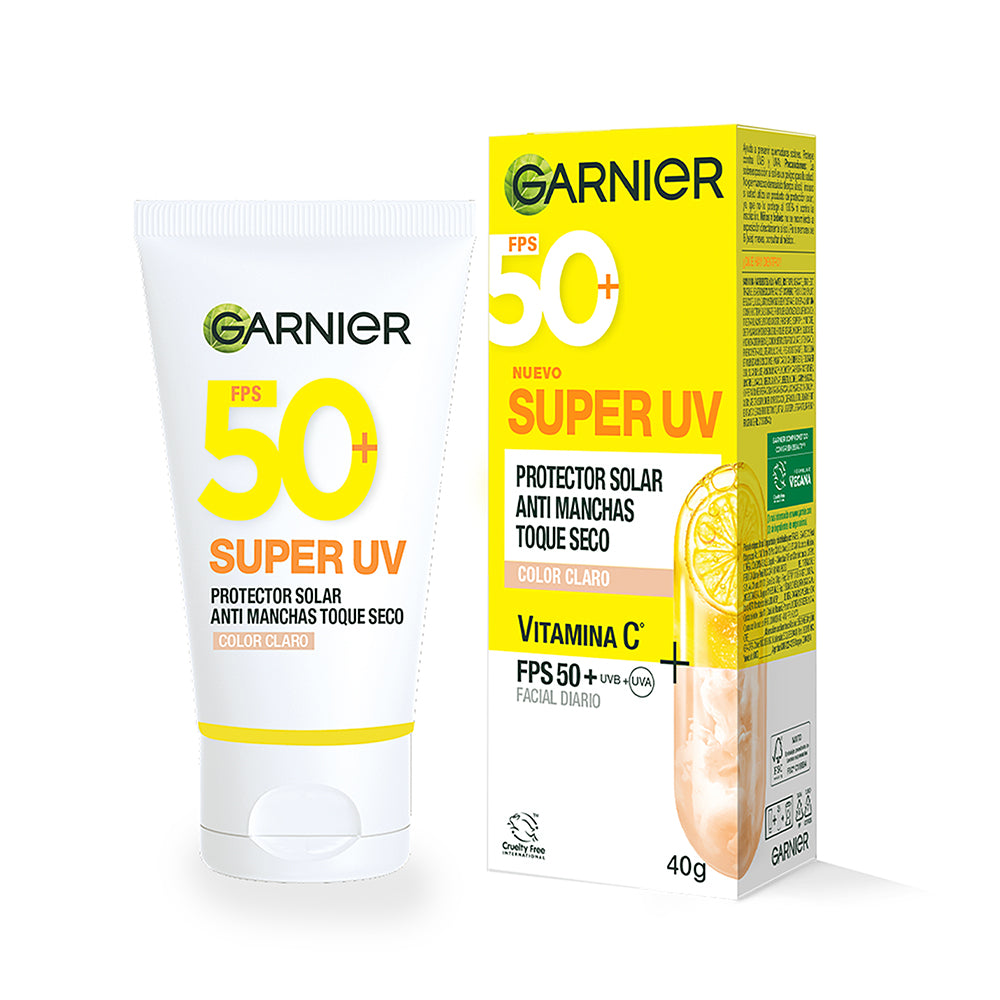 SUPER UV PROTECTOR SOLAR FACIAL TOQUE SECO TONO CLARO VITAMIN C - GARNIER SKIN ACTIVE