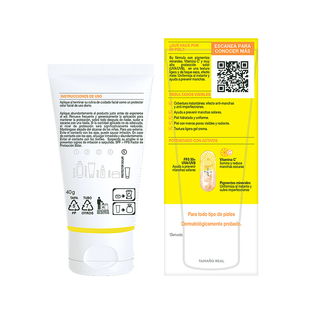SUPER UV PROTECTOR SOLAR FACIAL TOQUE SECO TONO CLARO VITAMIN C - GARNIER SKIN ACTIVE