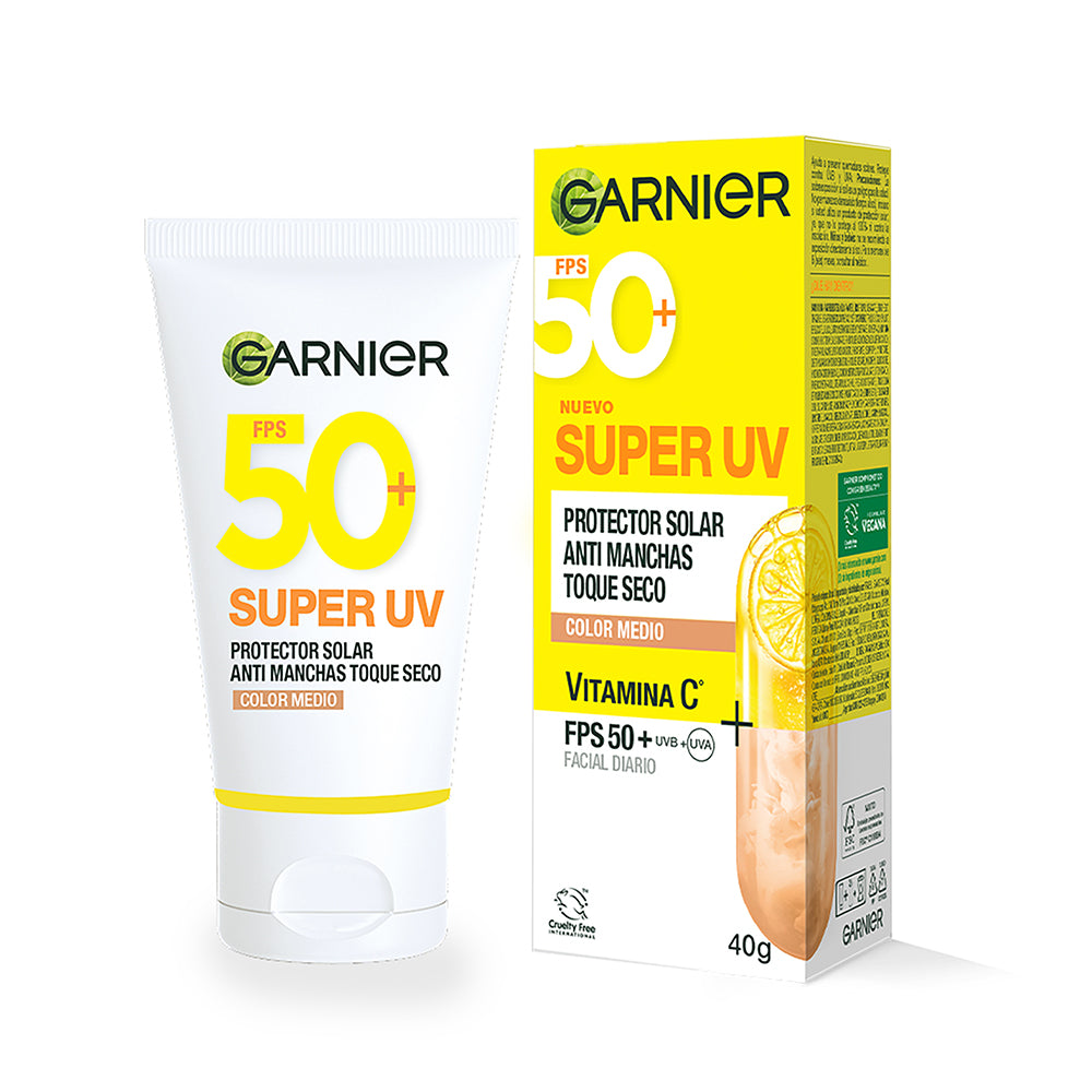 SUPER UV PROTECTOR SOLAR FACIAL TOQUE SECO TONO MEDIO VITAMIN C - GARNIER SKIN ACTIVE