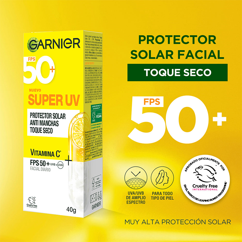 SUPER UV PROTECTOR SOLAR FACIAL TOQUE SECO VITAMIN C - GARNIER SKIN ACTIVE