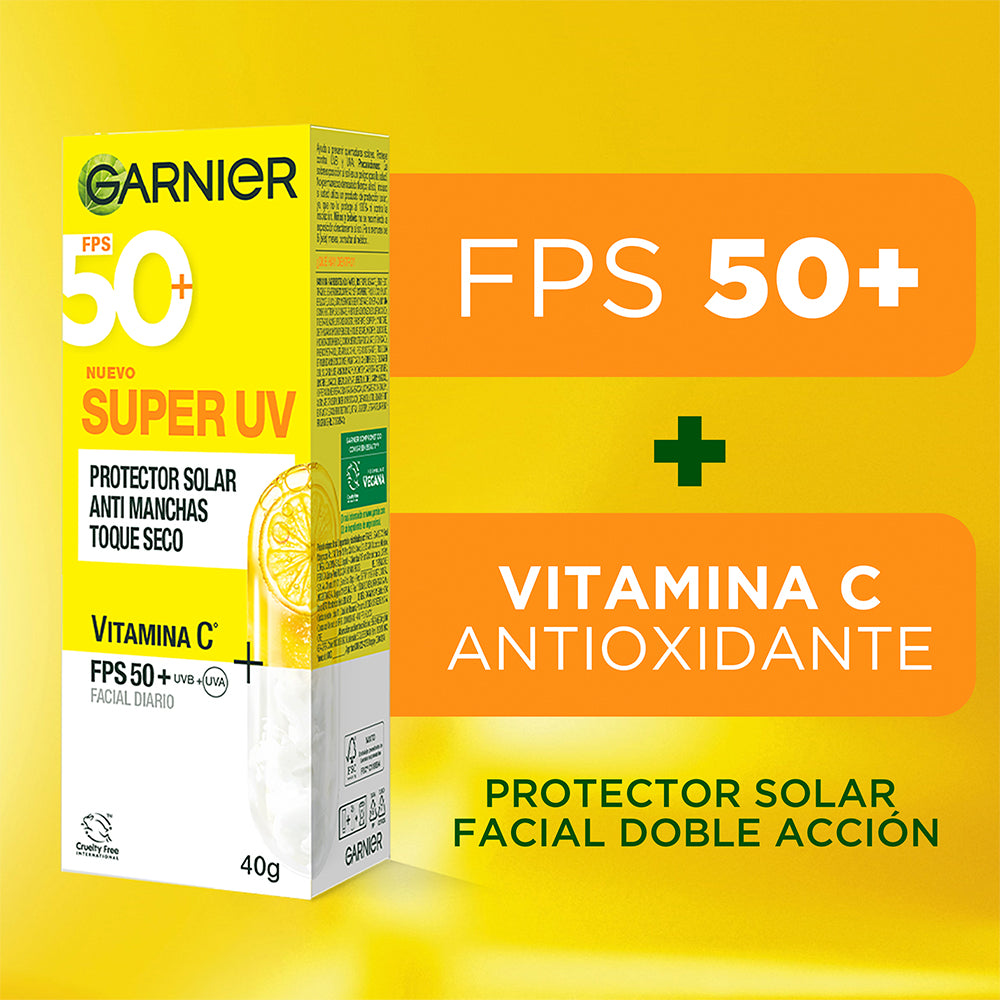 SUPER UV PROTECTOR SOLAR FACIAL TOQUE SECO VITAMIN C - GARNIER SKIN ACTIVE