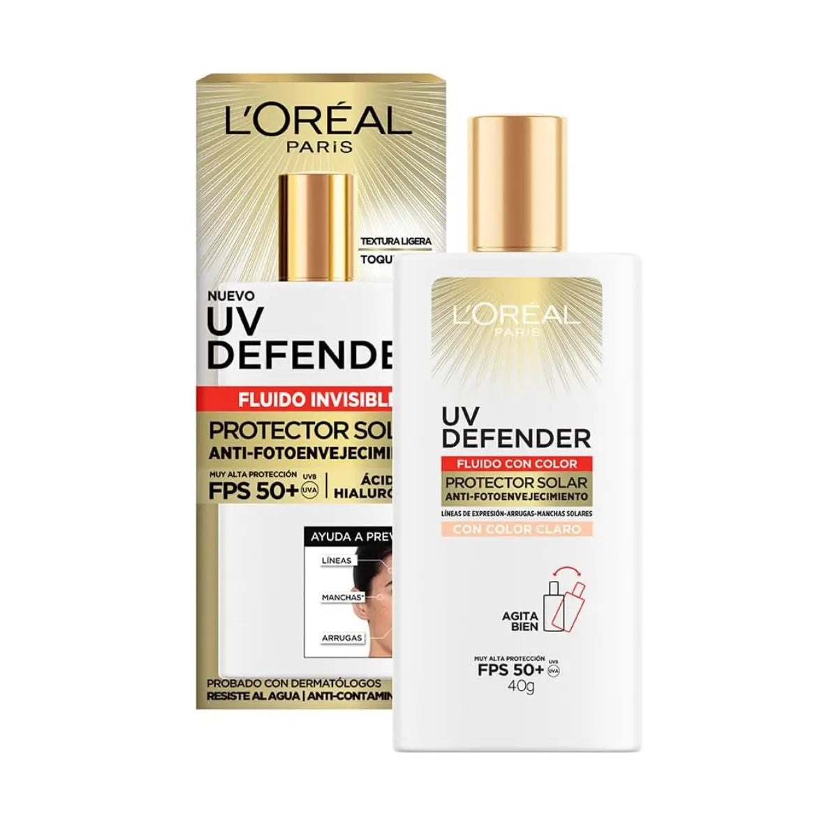 UV DEFENDER FLUIDO CON COLOR CLARO TOQUE SECO - LOREAL DERMO EXPERTISE