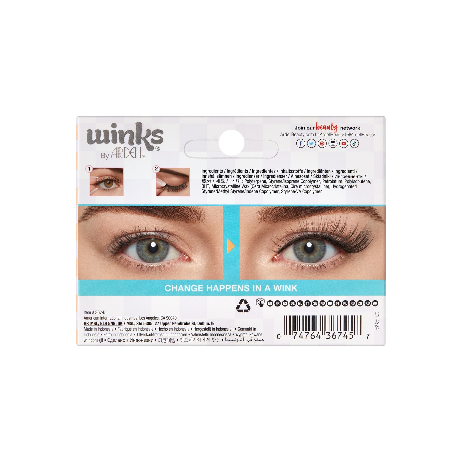 PESTAÑAS POSTIZAS WINKS SELF ADHESIVE HAZE - ARDELL