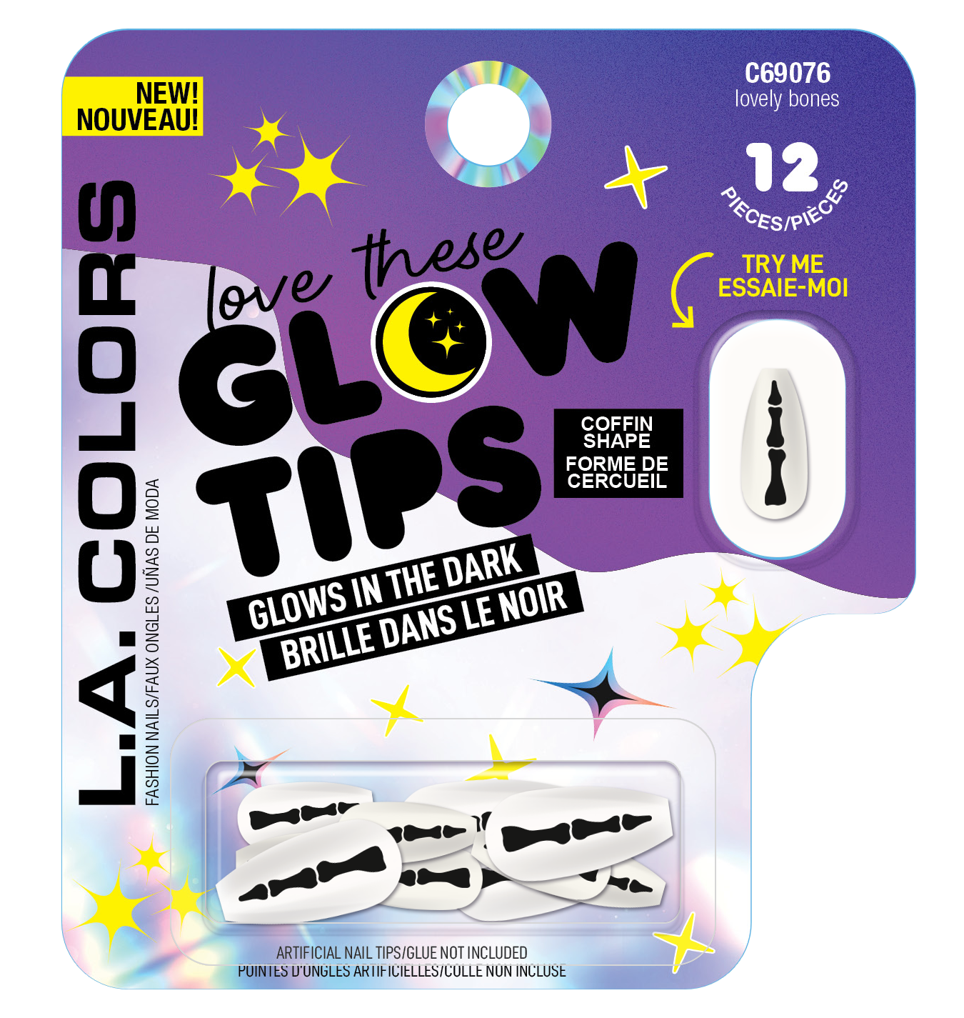 UNAS POSTIZAS GLOW IN THE DARK LOVELY BONES LA COLORS