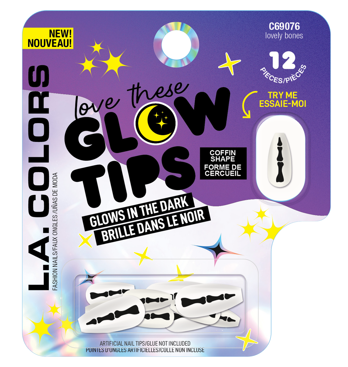 UÑAS POSTIZAS GLOW IN THE DARK LOVELY BONES - OUTLET LA COLORS