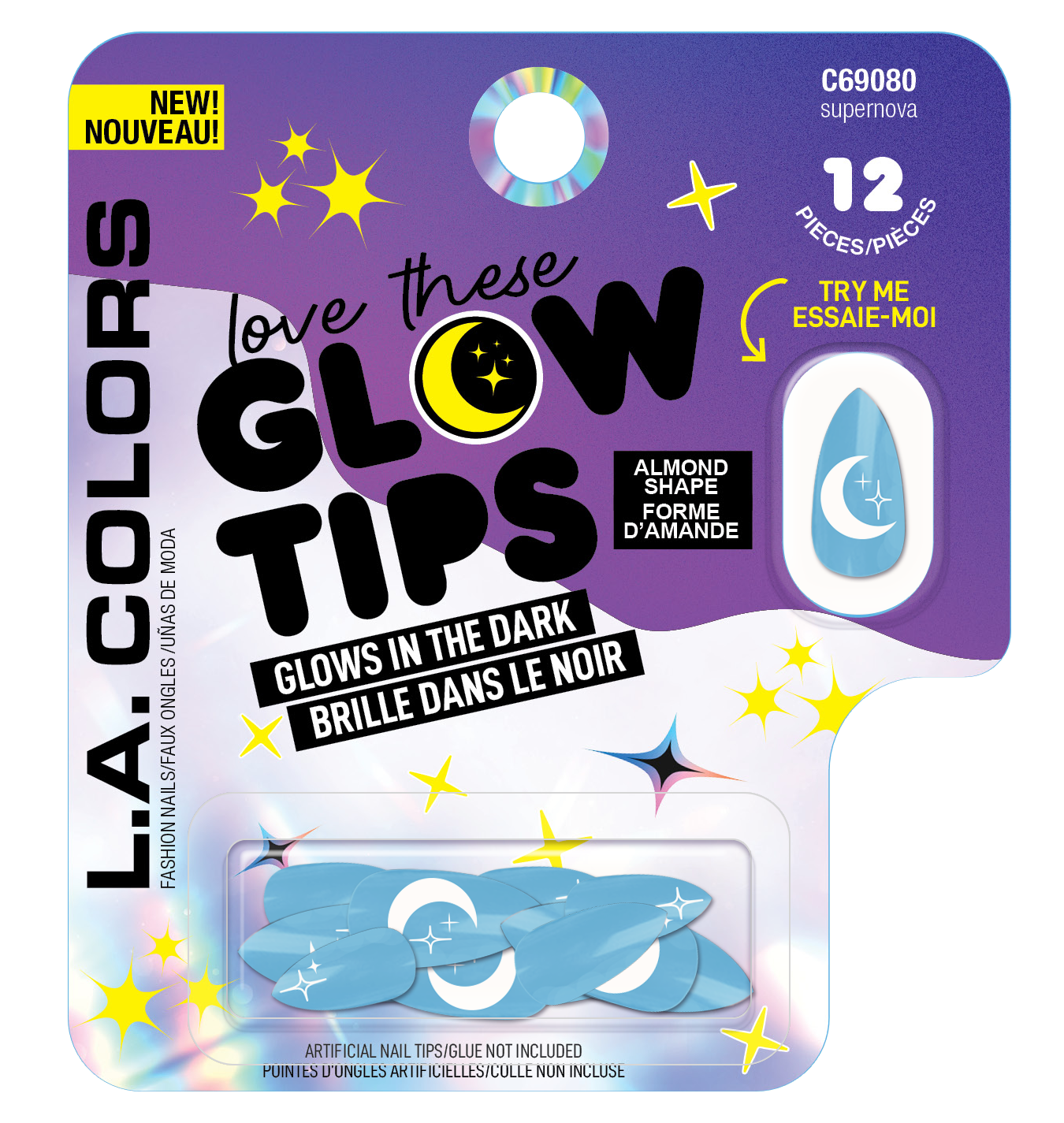 UÑAS POSTIZAS GLOW IN THE DARK SUPERNOVA - LA COLORS