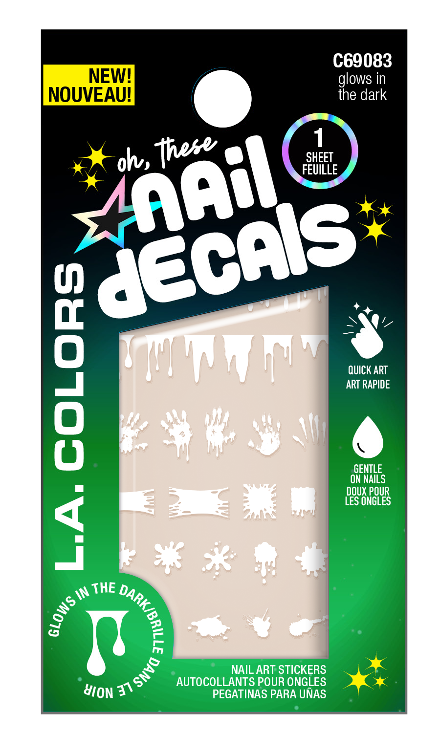 STICKER PARA UNAS NAIL DECALS GLOWS IN THE DARK LA COLORS