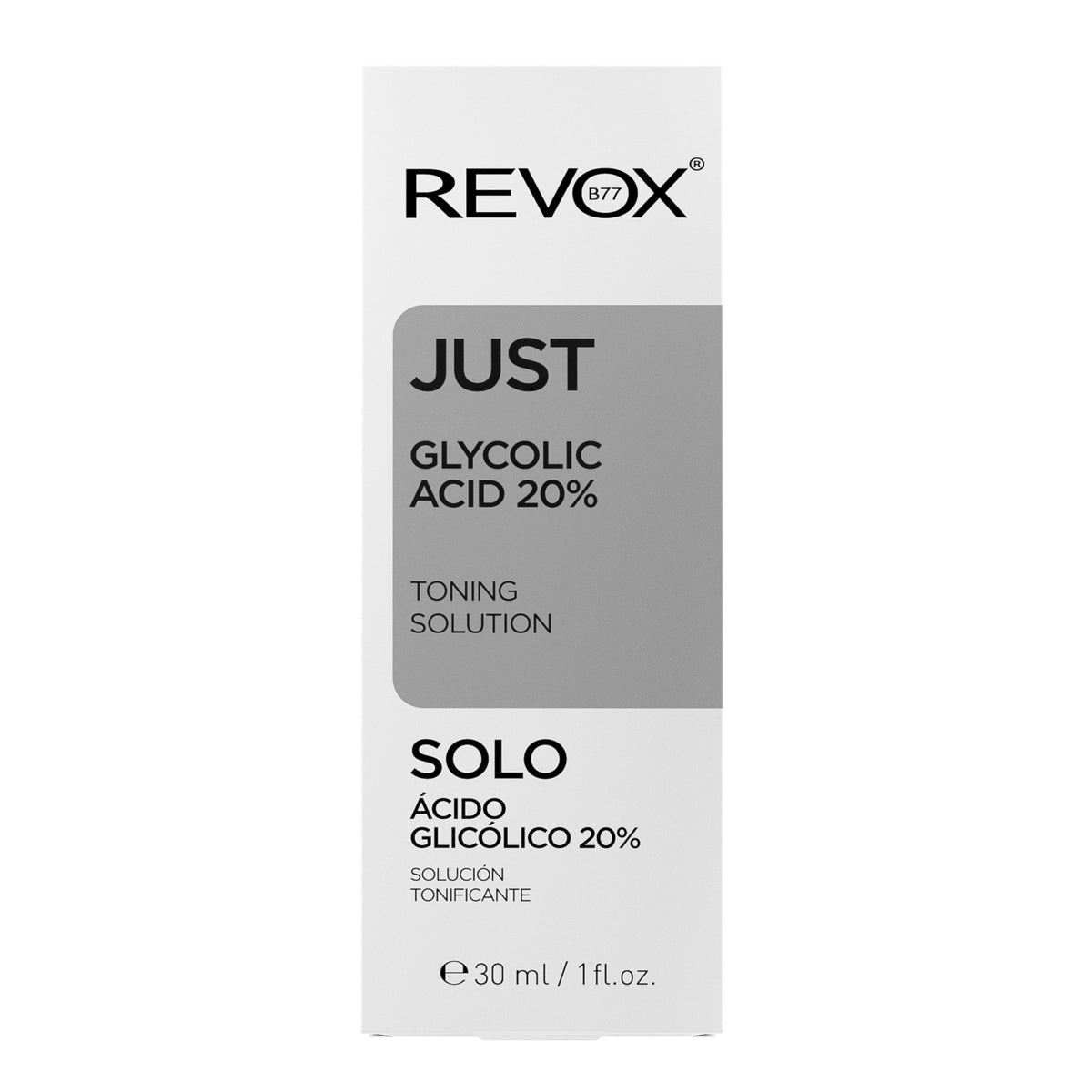 SERUM TONIFICANTE ÁCIDO GLICÓLICO 20% JUST - REVOX B77