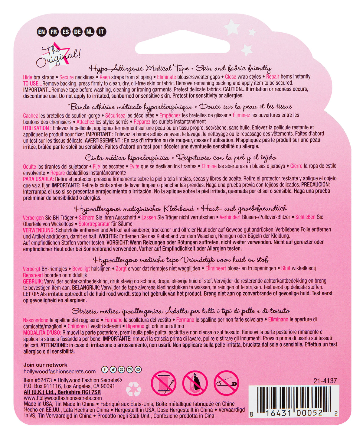 FASHION TAPE CINTA ADHESIVA - HOLLYWOOD FASHION SECRETS