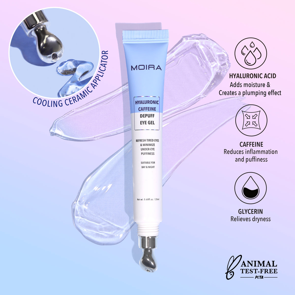 GEL PARA OJOS DESINFLAMANTE CAFEÍNA Y ÁCIDO HIALURÓNICO - MOIRA