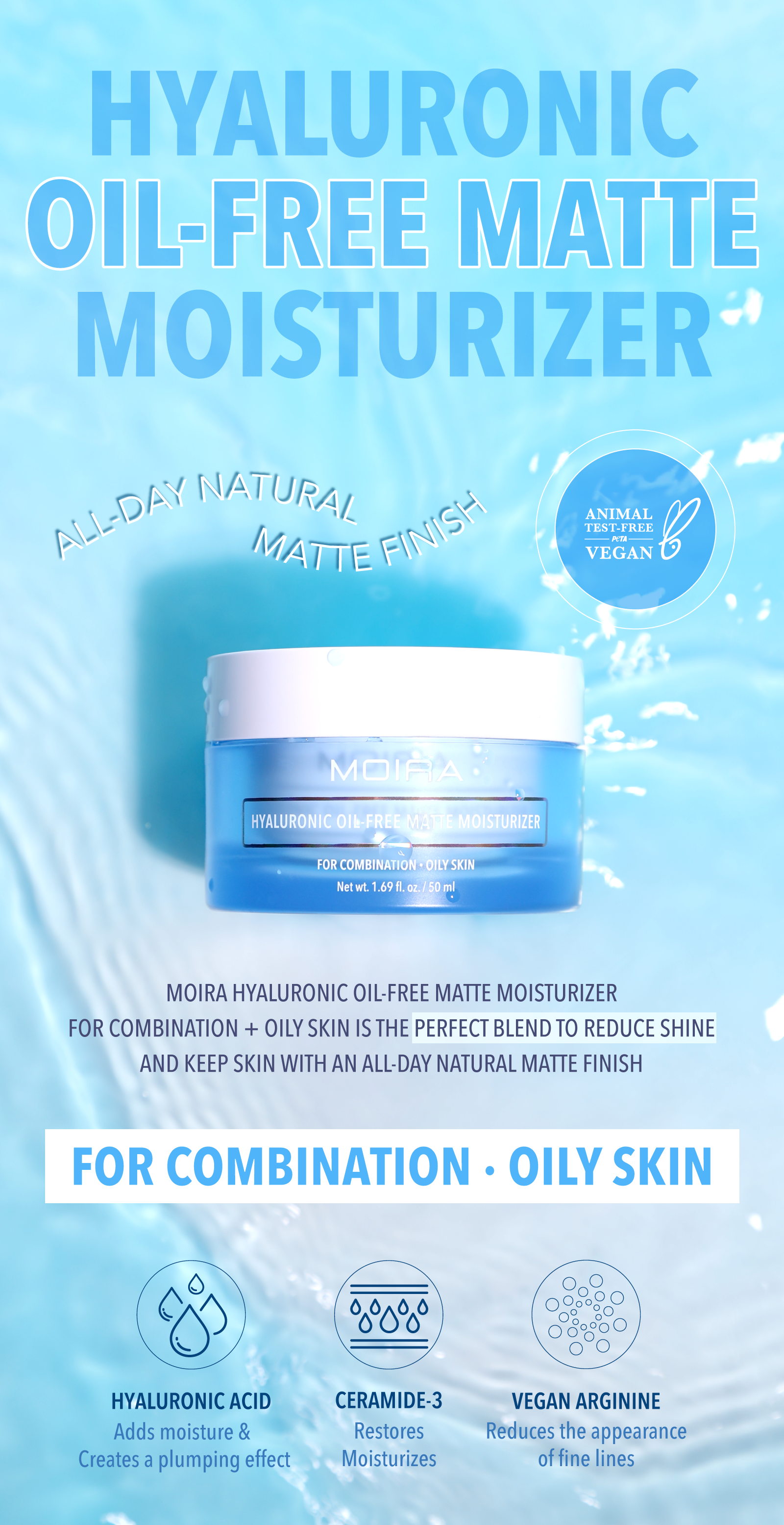 CREMA FACIAL HIDRATANTE MATIFICANTE LIBRE DE ACEITES - MOIRA