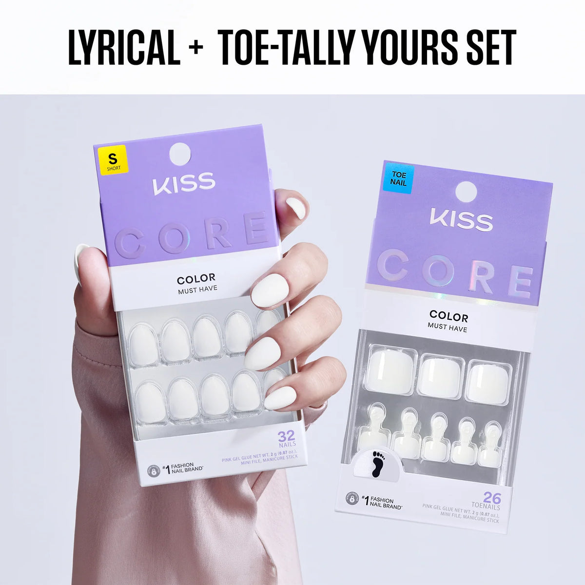 SET UÑAS POSTIZAS MANOS Y PIES LYRICAL IMPRESS CORE - KISS