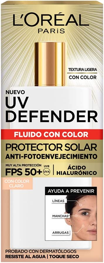 UV DEFENDER FLUIDO CON COLOR CLARO TOQUE SECO - LOREAL DERMO EXPERTISE