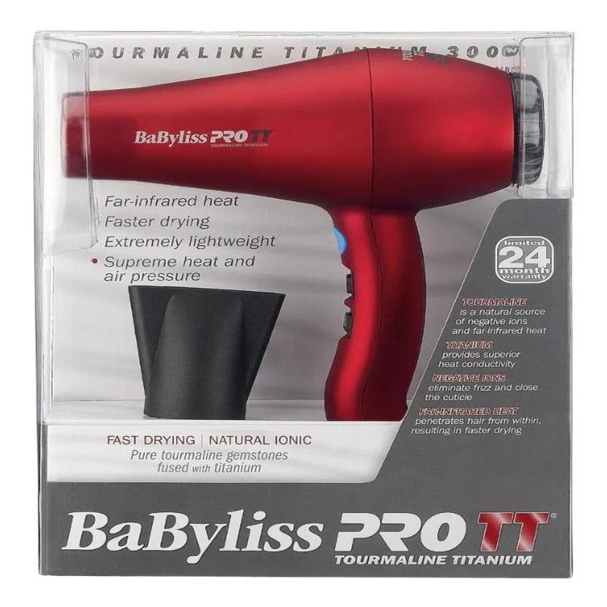 SECADORA TURMALINA ROJA CON BOQUILLA 1900 WATTS - BABYLISS