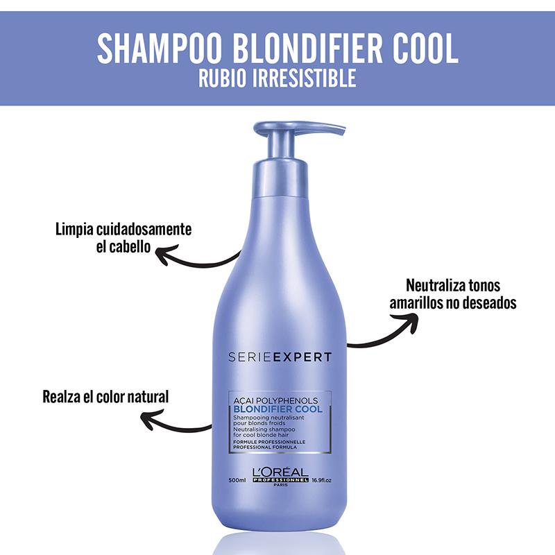 SERIE EXPERT BLONDIFIER COOL SHAMPOO CUIDADO DE RUBIOS 500 ML- L’ORÉAL PROFESSIONNEL PARIS - Asociada Bellisima