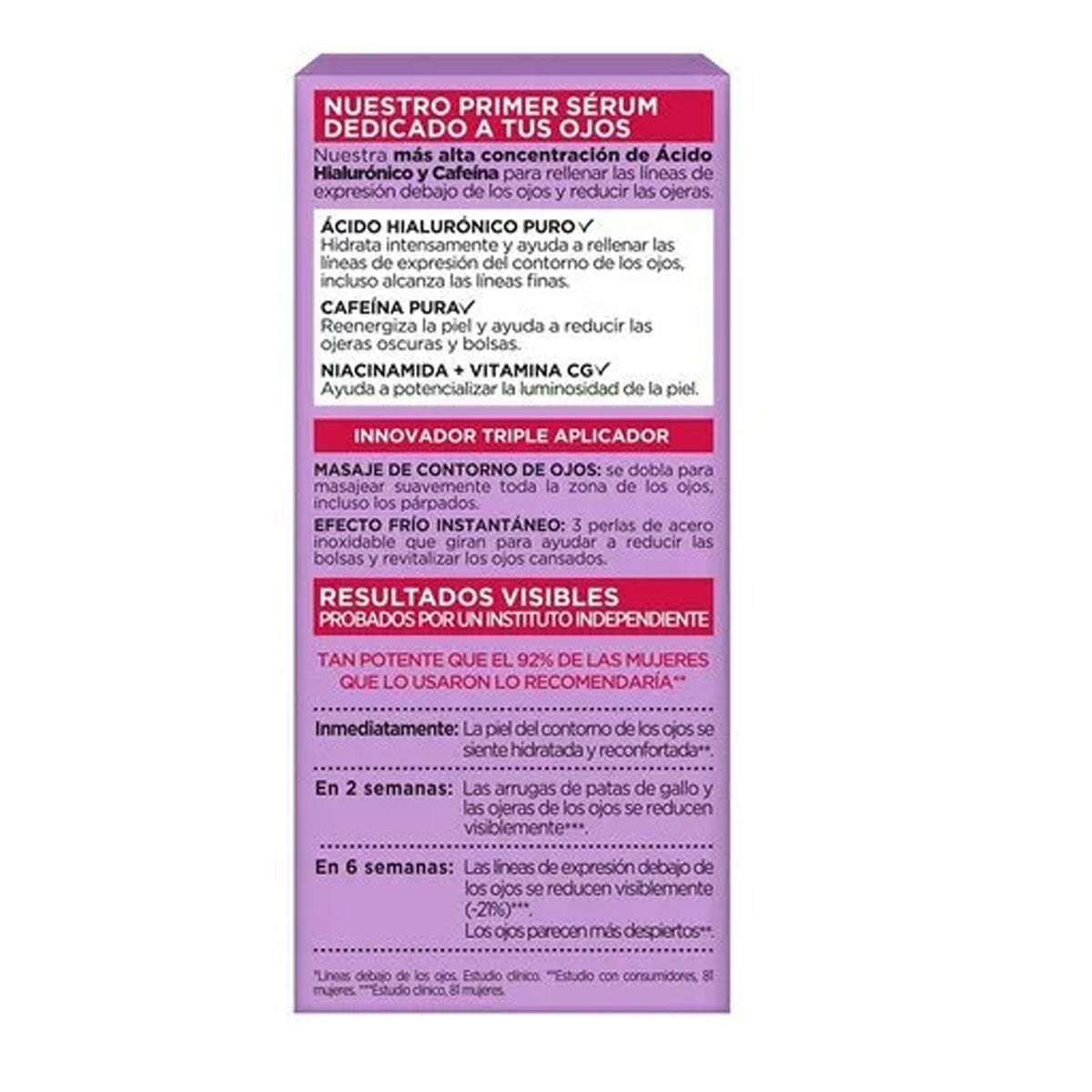 SERUM LOREAL PARIS REVITALIFT ACIDO HIALURONICO SERUM DE OJOS DIANOCHE PARA PIEL NORMAL DE 20 ML 2