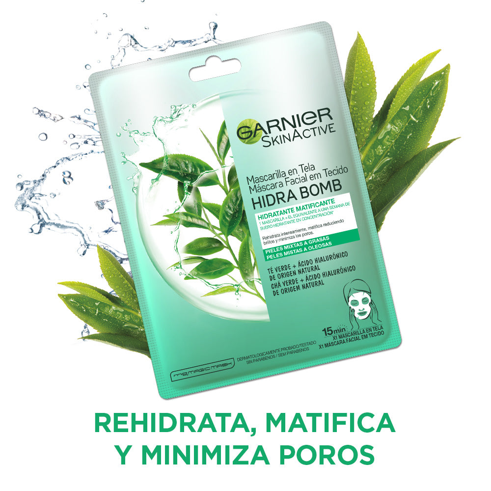TE VERDE SKIN ACTIVE MASCARILLA HIDRA BOMB ESPECIAL PARA PIELES MIXTAS Y GRASAS - GARNIER