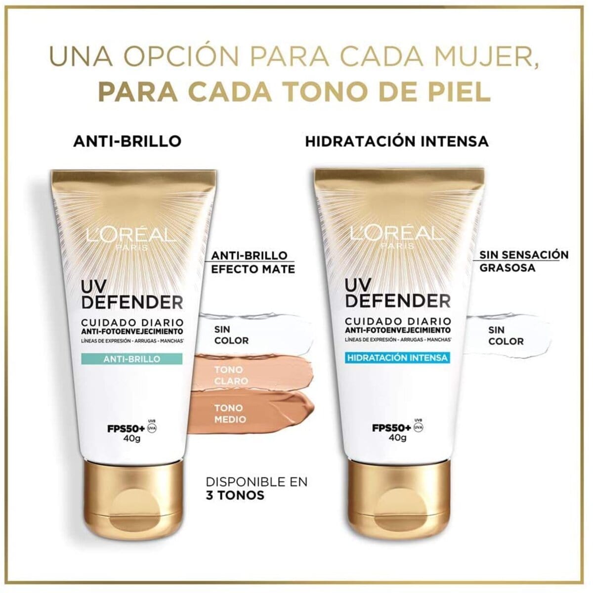 UV DEFENDER TOQUE SECO TONO MEDIO FPS50+ 40 GRAMOS - LOREAL DERMO EXPERTISE