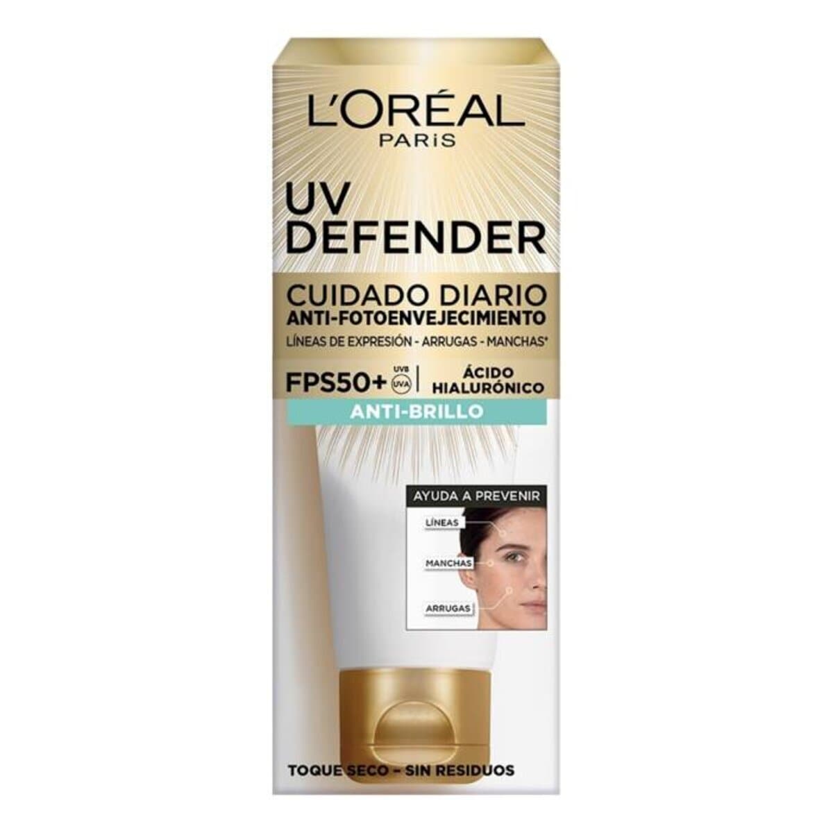 UV DEFENDER TOQUE SECO ANTI BRILLO FPS50+ 40 GRAMOS - LOREAL DERMO EXPERTISE
