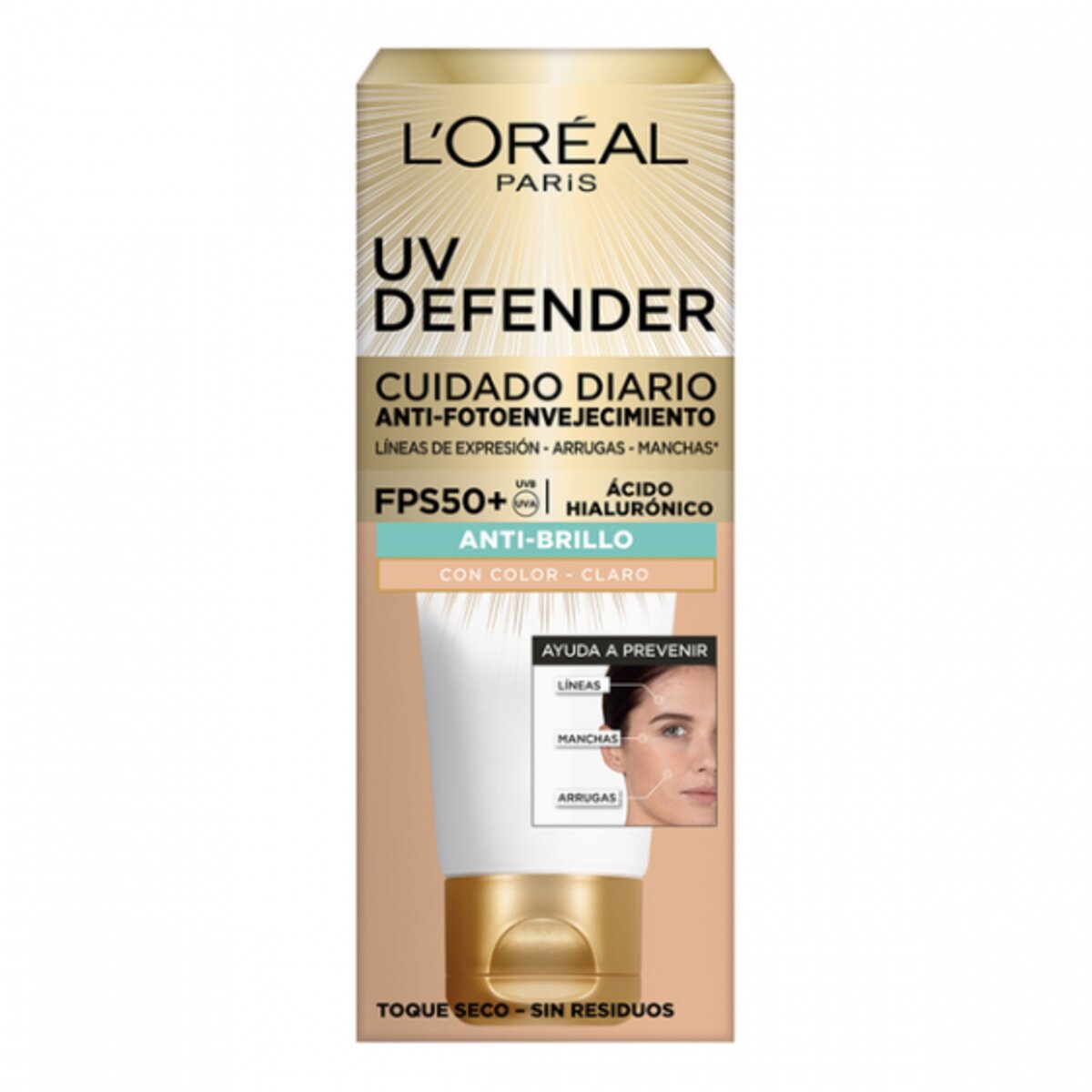UV DEFENDER TOQUE SECO TONO CLARO FPS50+ 40 GRAMOS - LOREAL DERMO EXPERTISE