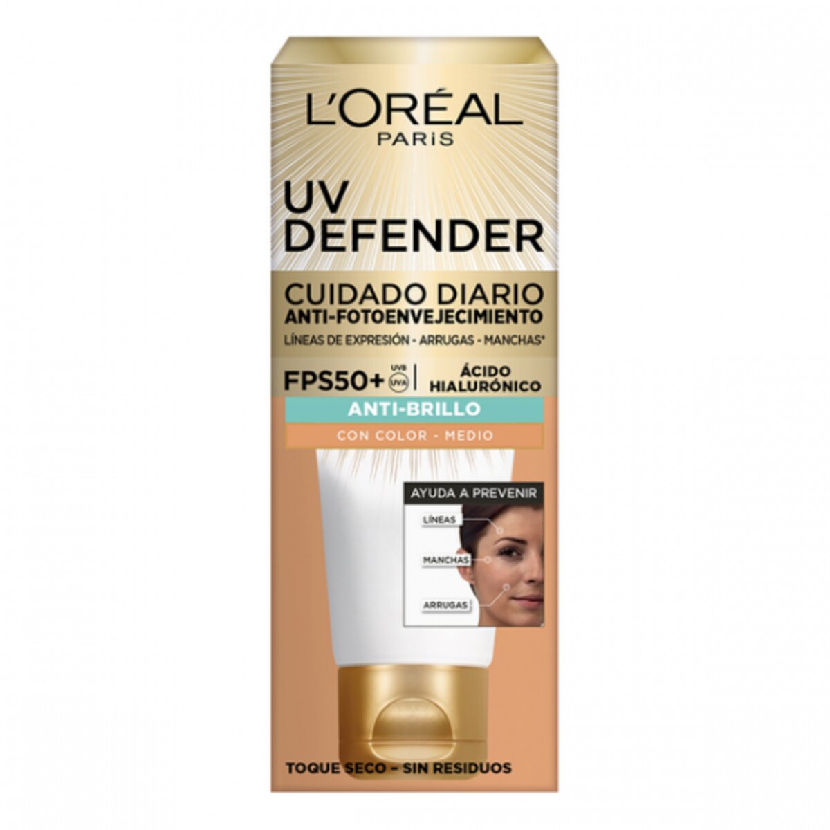 UV DEFENDER TOQUE SECO TONO MEDIO FPS50+ 40 GRAMOS - LOREAL DERMO EXPERTISE