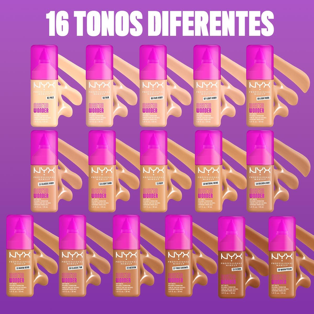 BASE DE MAQUILLAJE MAKE ' EM WONDER FOUNDATION - NYX