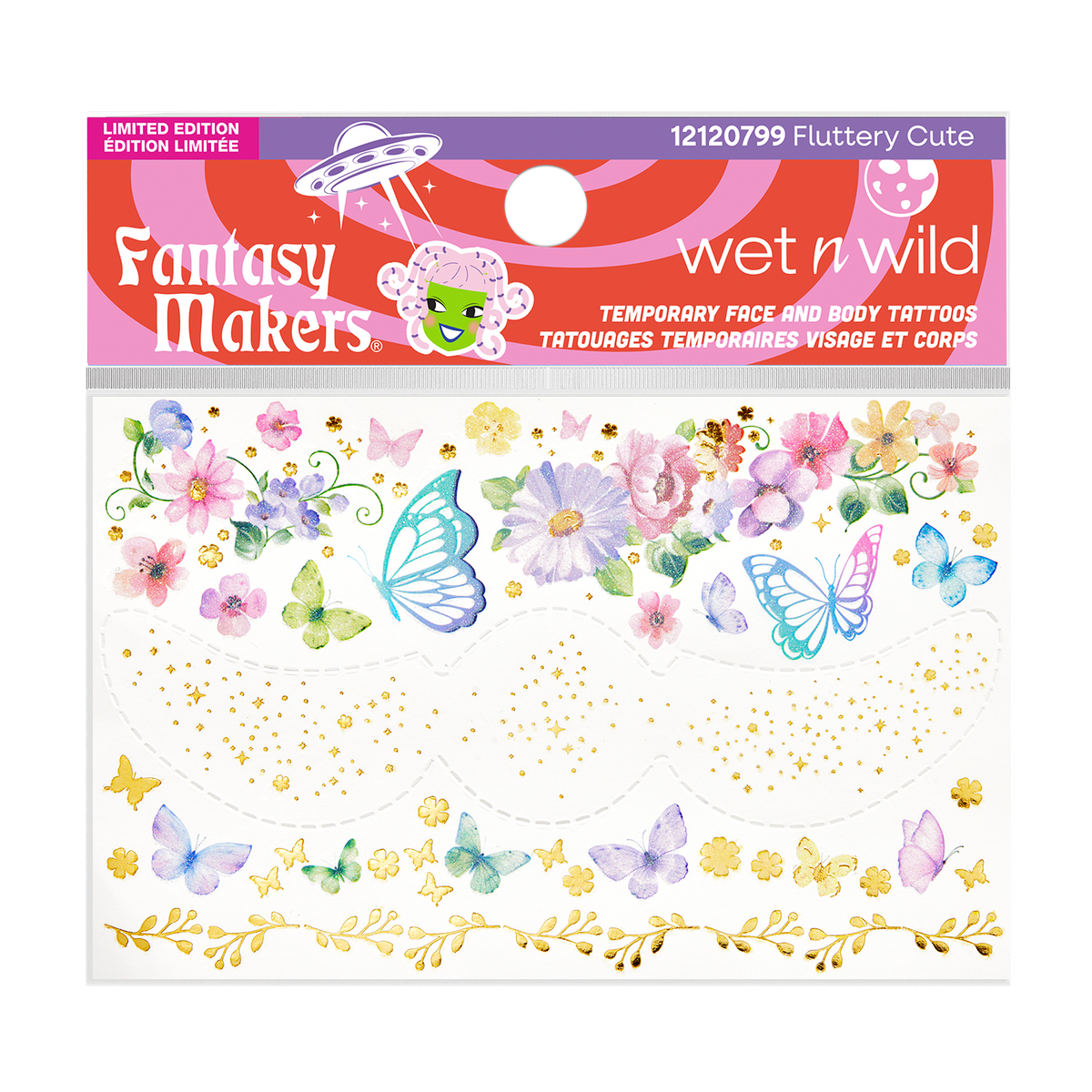 TATUAJES TEMPORALES CARA Y CUERPO FLUTTERY CUTE FANTASY MAKERS - WET N WILD
