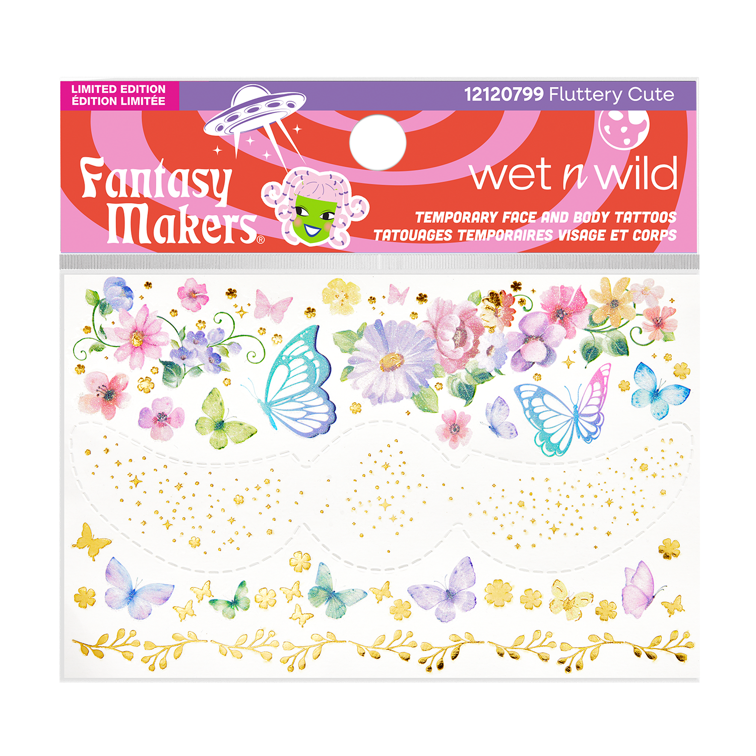 TATUAJES TEMPORALES CARA Y CUERPO FLUTTERY CUTE FANTASY MAKERS - WET N WILD