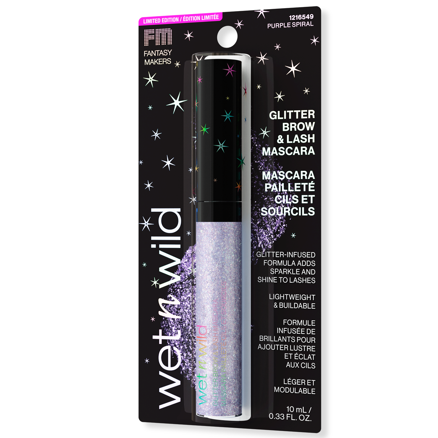 MÁSCARA DE PESTAÑAS Y CEJAS CON GLITTER FANTASY MAKERS - WET N WILD