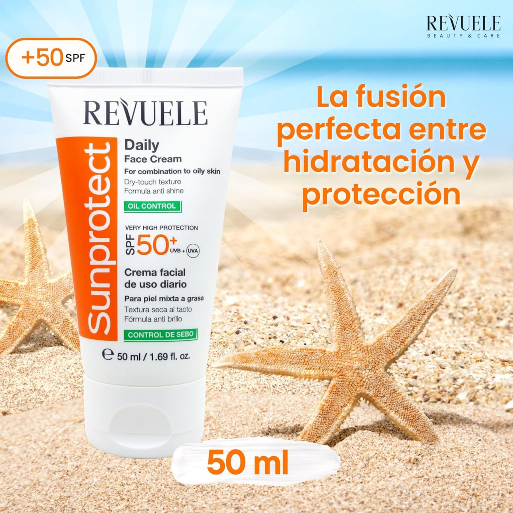 SUNPROTECT PROTECTOR SOLAR FACIAL CONTROL DE GRASA SPF50 - REVUELE