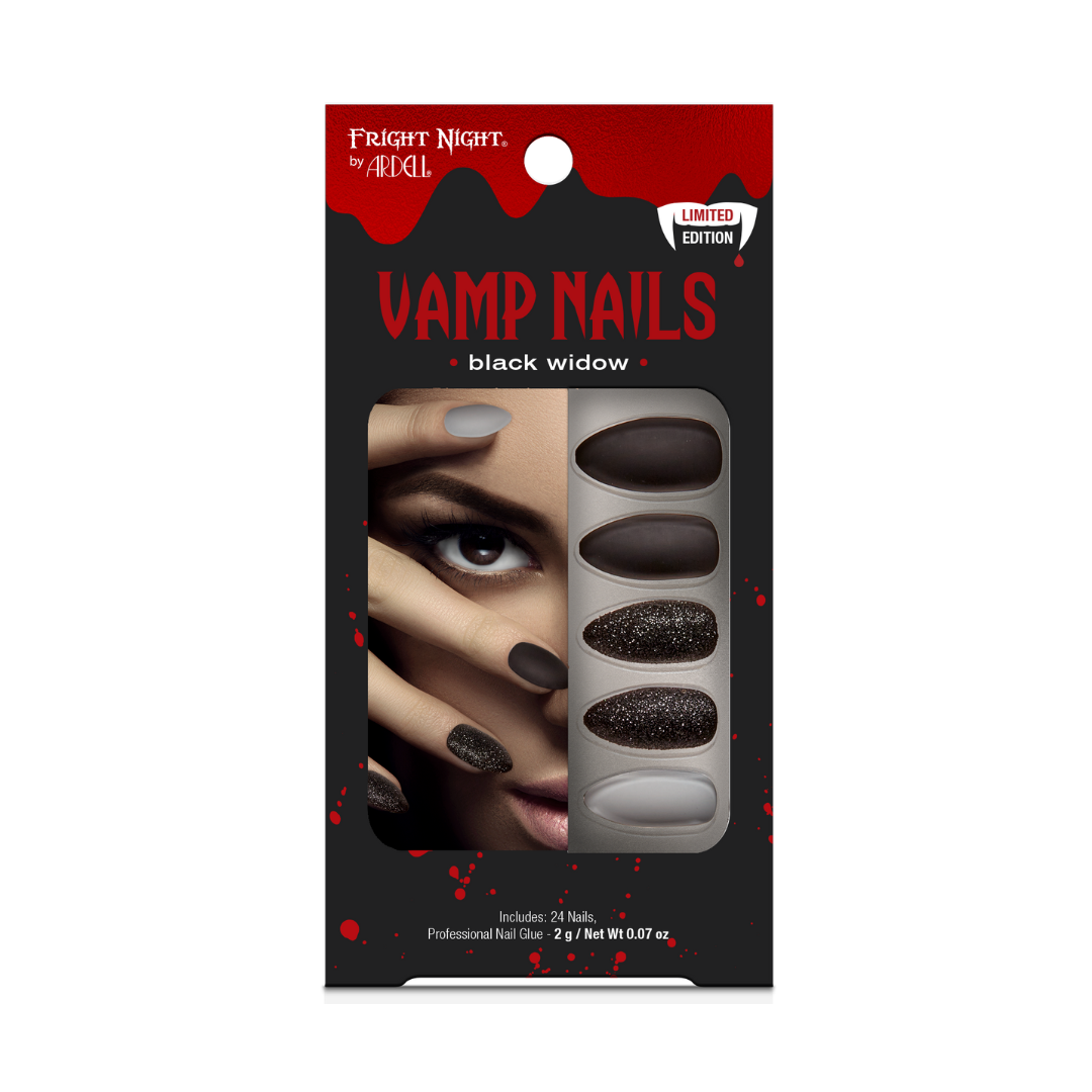 UÑAS POSTIZAS FRIGHT NIGHT GLITTER BLACK WIDOW - ARDELL