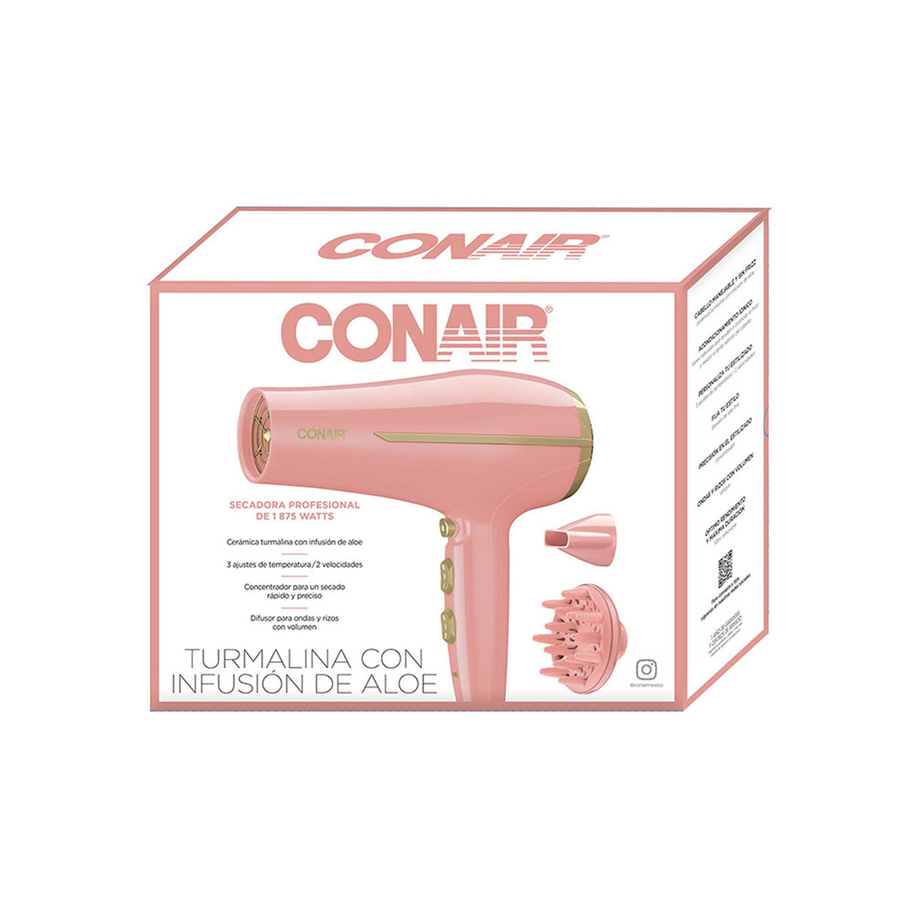 SECADORA CORAL  CERAMICA TURMALINA CON  INFUSION DE ALOE VERA 1875  WATTS -  CONAIR