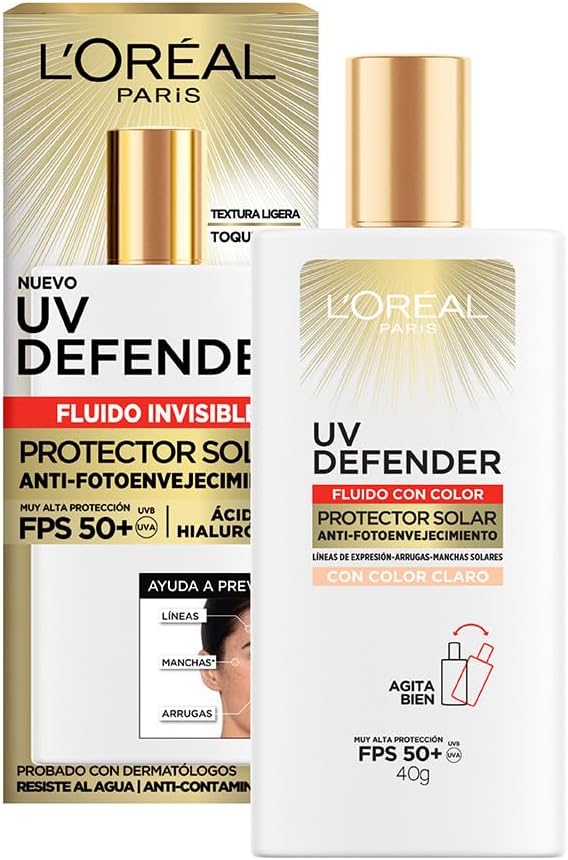 UV DEFENDER FLUIDO CON COLOR CLARO TOQUE SECO - LOREAL DERMO EXPERTISE