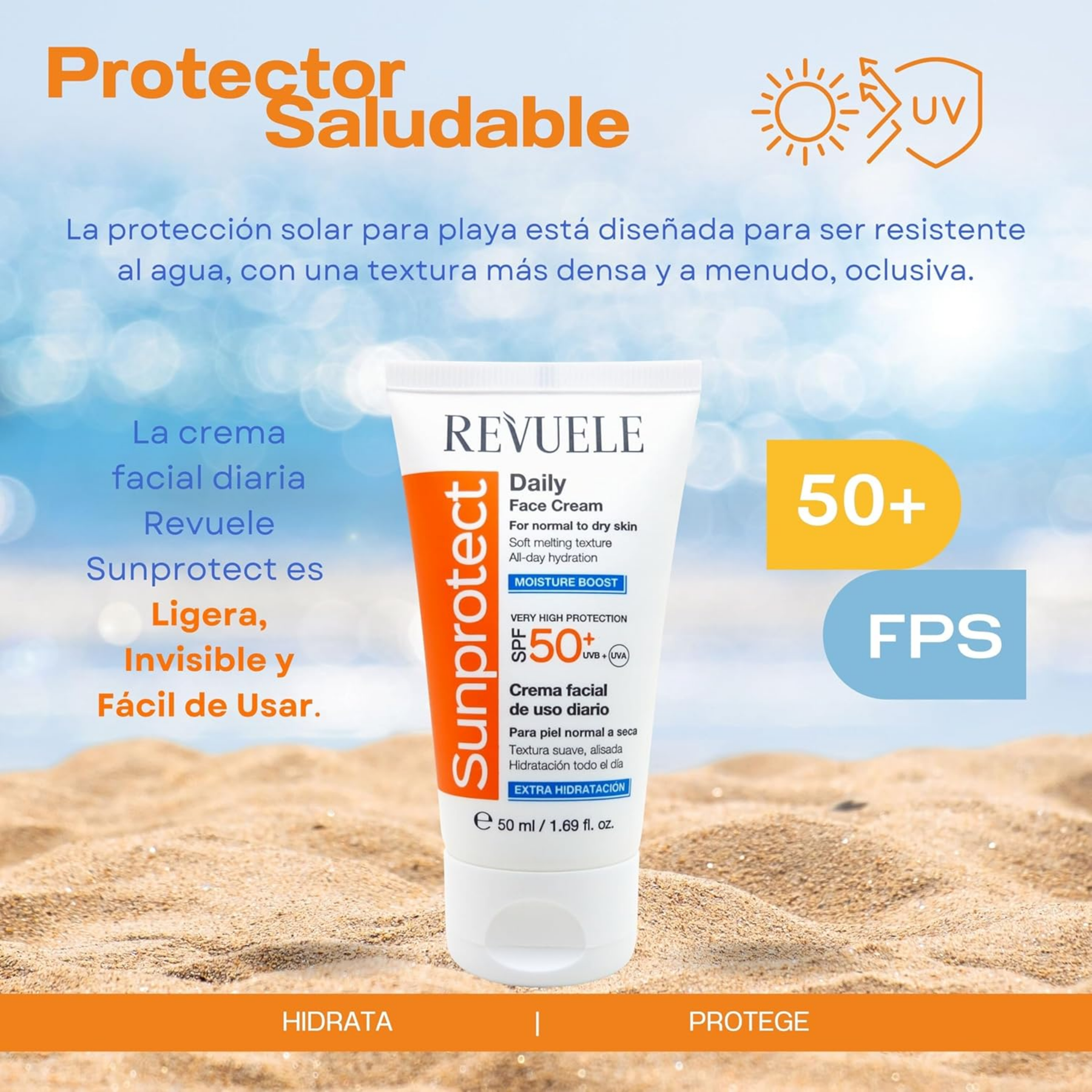 SUNPROTECT PROTECTOR SOLAR FACIAL SPF50 - REVUELE
